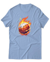 T-Shirt Αντρικό - Ball On Fire - Color Thumbnail Γαλάζιο