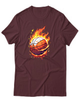 T-Shirt Αντρικό - Ball On Fire - Color Thumbnail Μπορντό
