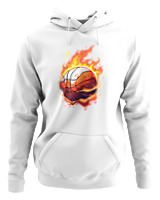Φούτερ με κουκούλα Γυναικείο - Ball On Fire - Color Thumbnail ΄Ασπρο
