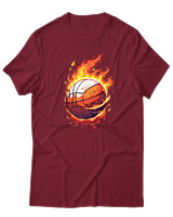 T-Shirt  Γυναικείο - Ball On Fire - Color Thumbnail Σκούρο Κόκκινο