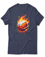 T-Shirt  Γυναικείο - Ball On Fire - Color Thumbnail Μπλέ Γκρί