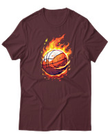 T-Shirt  Γυναικείο - Ball On Fire - Color Thumbnail Μπορντό