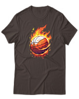 T-Shirt  Γυναικείο - Ball On Fire - Color Thumbnail Καφέ