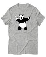 T-Shirt Αντρικό - Banksy Style Panda - Color Thumbnail Γκρι Μελανζέ