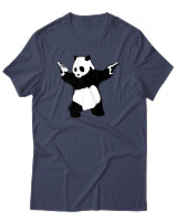 T-Shirt Αντρικό - Banksy Style Panda - Color Thumbnail Μπλε Γκρι