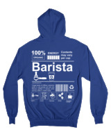 Ζακέτα Φούτερ με κουκούλα Αντρικό - Barista - Color Thumbnail Μπλε Ρουά