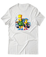 T-Shirt Αντρικό - Bart Milhouse Car - Color Thumbnail Άσπρο