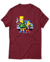 T-Shirt Αντρικό - Bart Milhouse Car - Color Thumbnail Σκούρο Κόκκινο