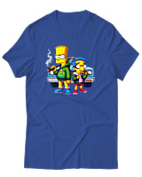 T-Shirt Αντρικό - Bart Milhouse Car - Color Thumbnail Μπλε Ρουά
