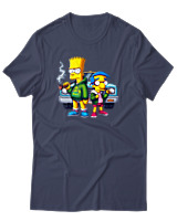 T-Shirt Αντρικό - Bart Milhouse Car - Color Thumbnail Μπλε Γκρι