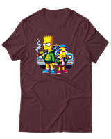 T-Shirt Αντρικό - Bart Milhouse Car - Color Thumbnail Μπορντό