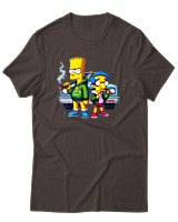T-Shirt Αντρικό - Bart Milhouse Car - Color Thumbnail Καφέ