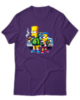 T-Shirt Αντρικό - Bart Milhouse Car - Color Thumbnail Σκούρο Μωβ