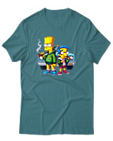 T-Shirt Αντρικό - Bart Milhouse Car - Color Thumbnail Μπλε Πράσινο