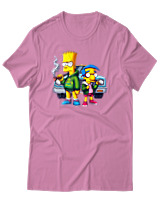 T-Shirt Αντρικό - Bart Milhouse Car - Color Thumbnail Ροζ