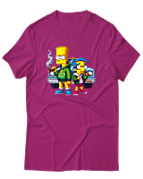 T-Shirt Αντρικό - Bart Milhouse Car - Color Thumbnail Φουξια