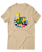 T-Shirt Αντρικό - Bart Milhouse Car - Color Thumbnail Μπεζ