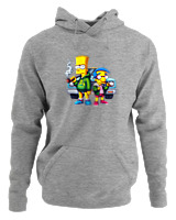 Φούτερ με κουκούλα Γυναικείο - Bart Milhouse Car - Color Thumbnail Γκρι Μελανζέ