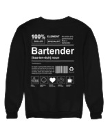Φούτερ χωρίς κουκούλα Γυναικείο - Bartender - Color Thumbnail Μαύρο