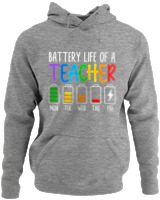 Φούτερ με κουκούλα - Battery Life Of A Teacher - Color Thumbnail Γκρι Μελανζέ