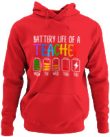 Φούτερ με κουκούλα - Battery Life Of A Teacher - Color Thumbnail Κόκκινο