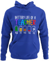 Φούτερ με κουκούλα - Battery Life Of A Teacher - Color Thumbnail Μπλε Ρουά