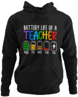 Φούτερ με κουκούλα - Battery Life Of A Teacher - Color Thumbnail Μαύρο