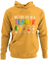 Φούτερ με κουκούλα - Battery Life Of A Teacher - Color Thumbnail Κίτρινο Χρυσό