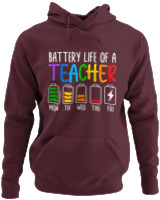 Φούτερ με κουκούλα - Battery Life Of A Teacher - Color Thumbnail Marron