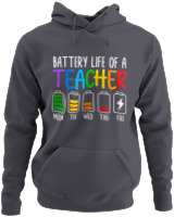 Φούτερ με κουκούλα - Battery Life Of A Teacher - Color Thumbnail Ανθρακί