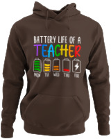 Φούτερ με κουκούλα - Battery Life Of A Teacher - Color Thumbnail Καφέ