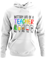 Φούτερ με κουκούλα - Battery Life Of A Teacher - Color Thumbnail ΄Ασπρο