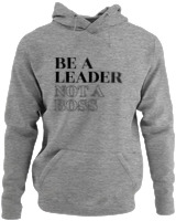 Φούτερ με κουκούλα - Be A Leader Not A Boss - Color Thumbnail Γκρι Μελανζέ