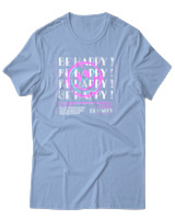 T-Shirt Αντρικό - Be Happy - Color Thumbnail Γαλάζιο