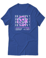 T-Shirt Αντρικό - Be Happy - Color Thumbnail Μπλε Ρουά