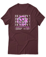 T-Shirt Αντρικό - Be Happy - Color Thumbnail Μπορντό