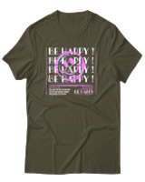 T-Shirt Αντρικό - Be Happy - Color Thumbnail Χακί