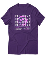 T-Shirt Αντρικό - Be Happy - Color Thumbnail Σκούρο Μωβ
