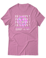T-Shirt Αντρικό - Be Happy - Color Thumbnail Ροζ
