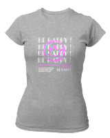 T-Shirt Στενή Γραμμή Γυναικείο - Be Happy - Color Thumbnail Γκρι Μελανζέ