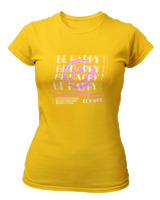 T-Shirt Στενή Γραμμή Γυναικείο - Be Happy - Color Thumbnail Χρυσό Κίτρινο