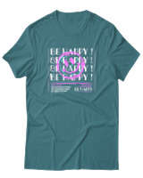 T-Shirt  Γυναικείο - Be Happy - Color Thumbnail Μπλέ Πράσινο