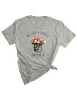 T-Shirt Woman Fashion Γυναικείο - Be Like A Flower - Color Thumbnail GREY MELANZE