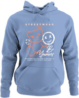 Φούτερ με κουκούλα - Be Yourself Smile - Color Thumbnail Blue Carolina