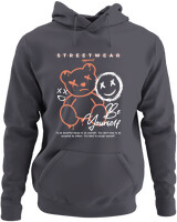 Φούτερ με κουκούλα - Be Yourself Smile - Color Thumbnail Ανθρακί