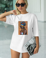 T-Shirt Classic - Beautiful Black Woman - Color Thumbnail WHITE
