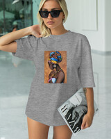 T-Shirt Classic - Beautiful Black Woman - Color Thumbnail GREY MELANZE