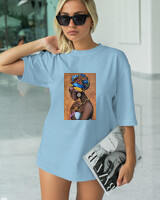 T-Shirt Classic - Beautiful Black Woman - Color Thumbnail SKY BLUE