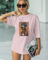 T-Shirt Classic - Beautiful Black Woman - Color Thumbnail PALE PINK