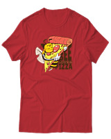 T-Shirt Αντρικό - Bee Loves Pizza - Color Thumbnail Κόκκινο